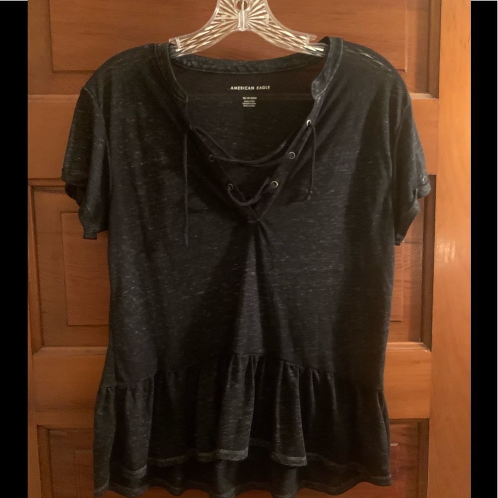 American Eagle Short Sleeve Lace up Tee